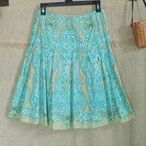 Talbots A-line Pleated Paisley Skirt, size 4